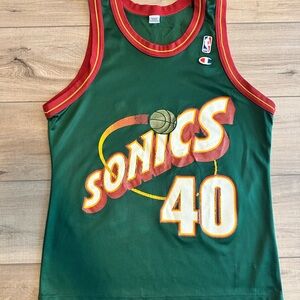 Vintage Champion Seattle SuperSonics Shawn Kemp #40 Green Basketball Jersey
